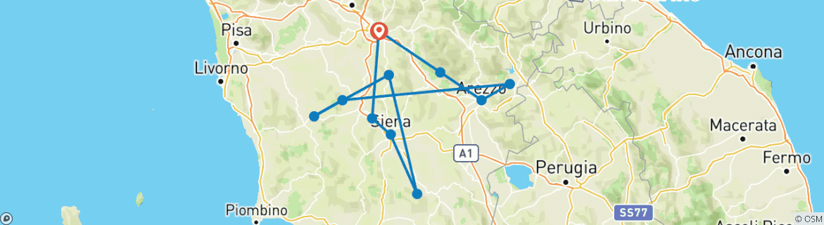 Karte mit der Reiseroute