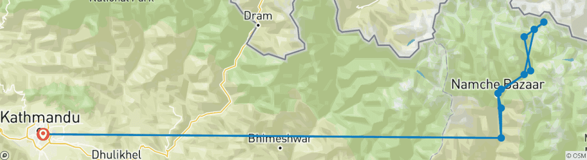 Foto van een kaart met de route van de rondreis