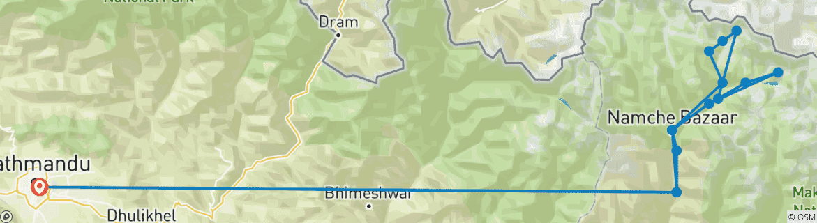 Karte mit der Reiseroute