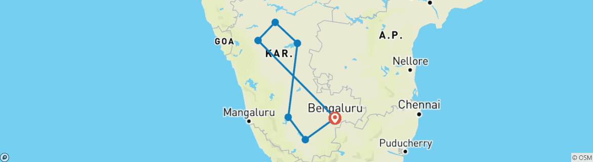 Image d'une carte montrant l'itinéraire du circuit