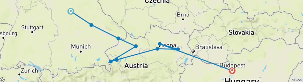 Image d'une carte montrant l'itinéraire du circuit