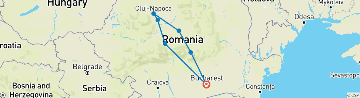 Foto van een kaart met de route van de rondreis