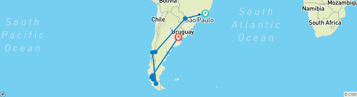 Image d'une carte montrant l'itinéraire du circuit