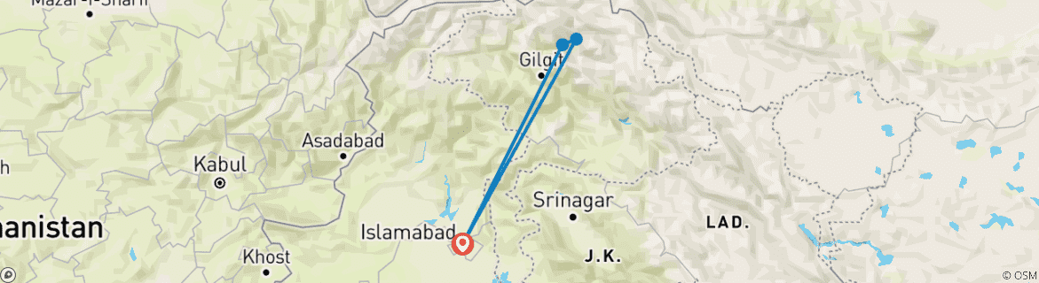 Karte mit der Reiseroute