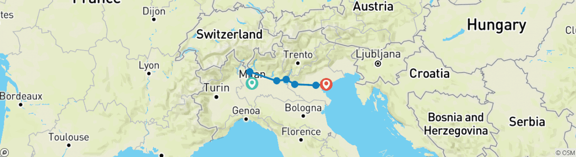Karte mit der Reiseroute