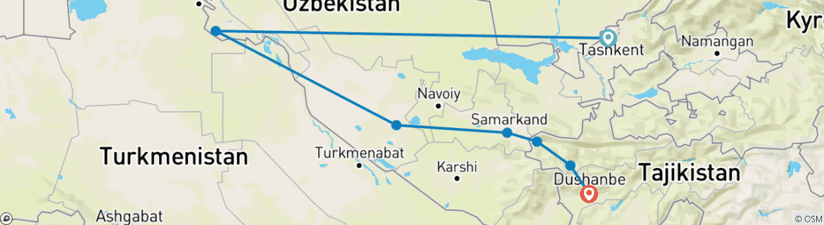 Image d'une carte montrant l'itinéraire du circuit