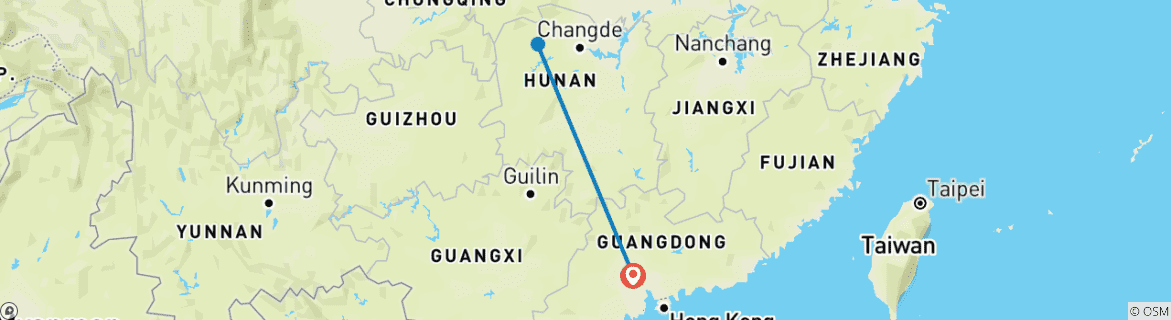 Image d'une carte montrant l'itinéraire du circuit