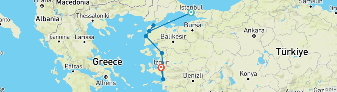 Image d'une carte montrant l'itinéraire du circuit