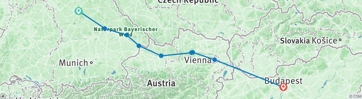 Karte mit der Reiseroute