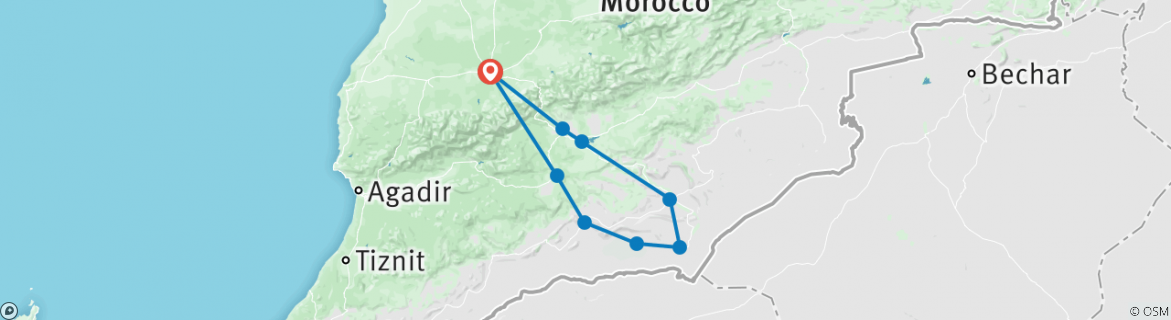 Karte mit der Reiseroute