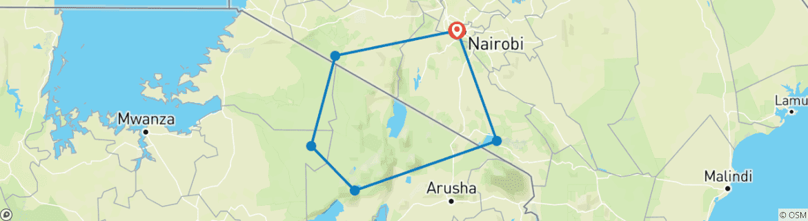 Foto van een kaart met de route van de rondreis