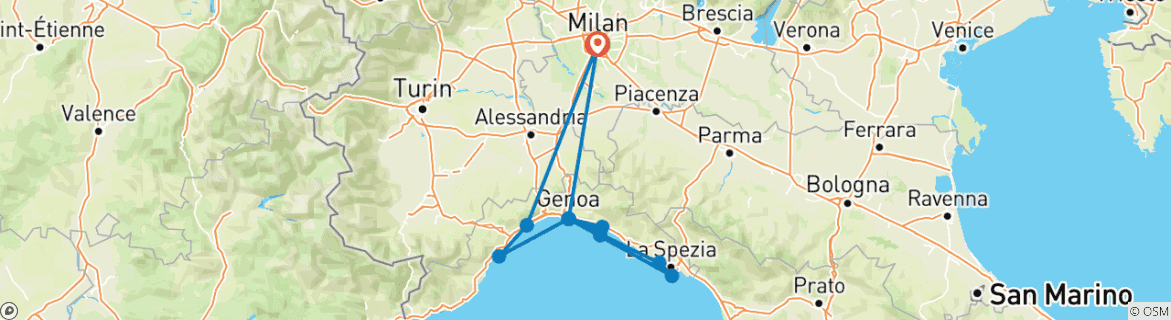 Image d'une carte montrant l'itinéraire du circuit