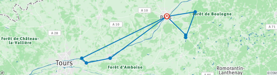Karte mit der Reiseroute