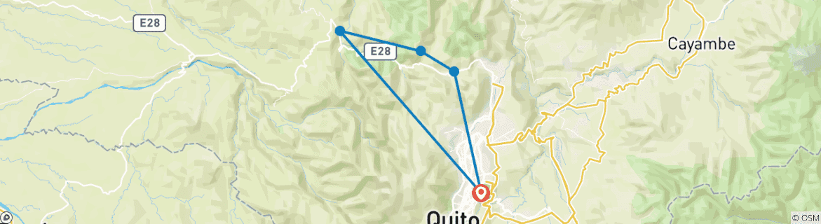 Foto van een kaart met de route van de rondreis