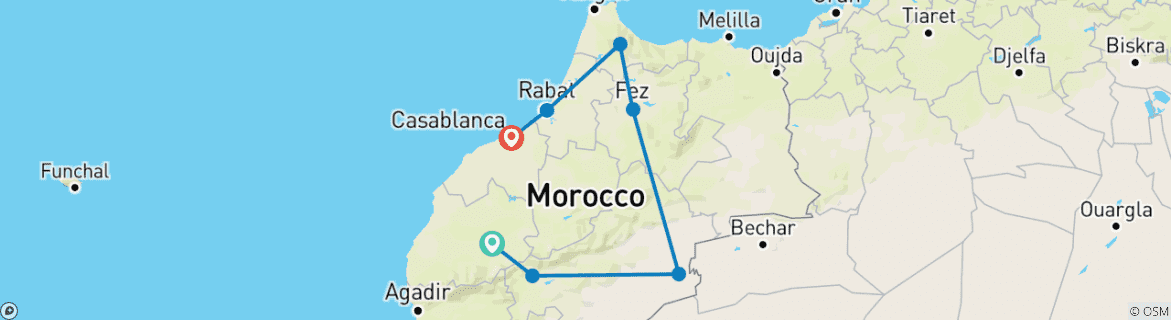 Image d'une carte montrant l'itinéraire du circuit
