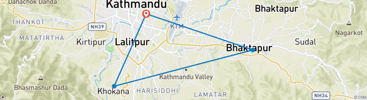 Karte mit der Reiseroute