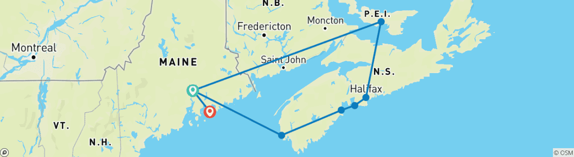 Foto van een kaart met de route van de rondreis