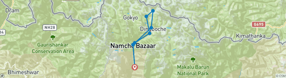 Image d'une carte montrant l'itinéraire du circuit