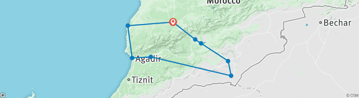 Karte mit der Reiseroute