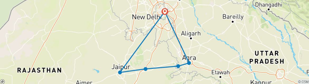 Image d'une carte montrant l'itinéraire du circuit