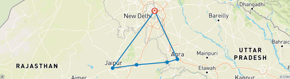 Image d'une carte montrant l'itinéraire du circuit
