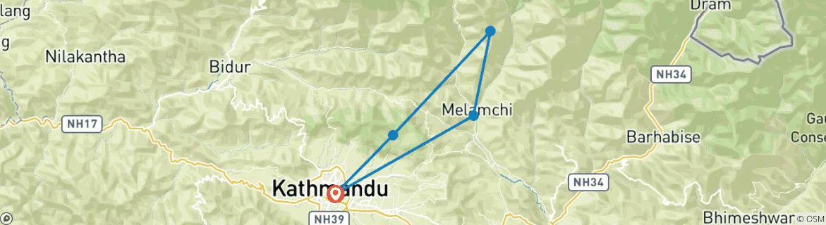 Image d'une carte montrant l'itinéraire du circuit