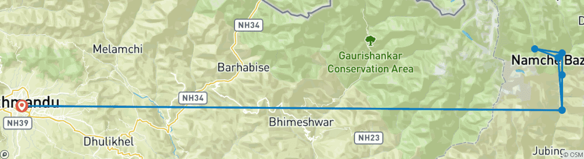 Foto van een kaart met de route van de rondreis