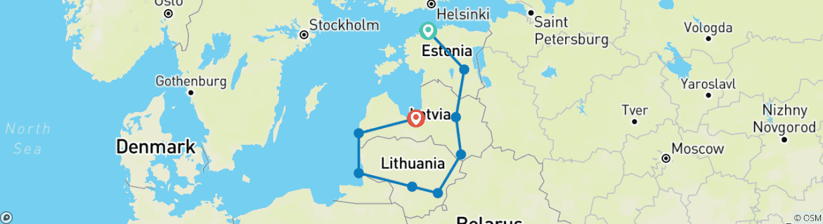 Carte du circuit Baltic Adventures (petit groupe)