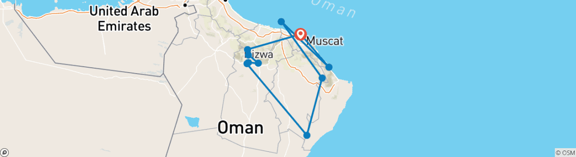 Image d'une carte montrant l'itinéraire du circuit