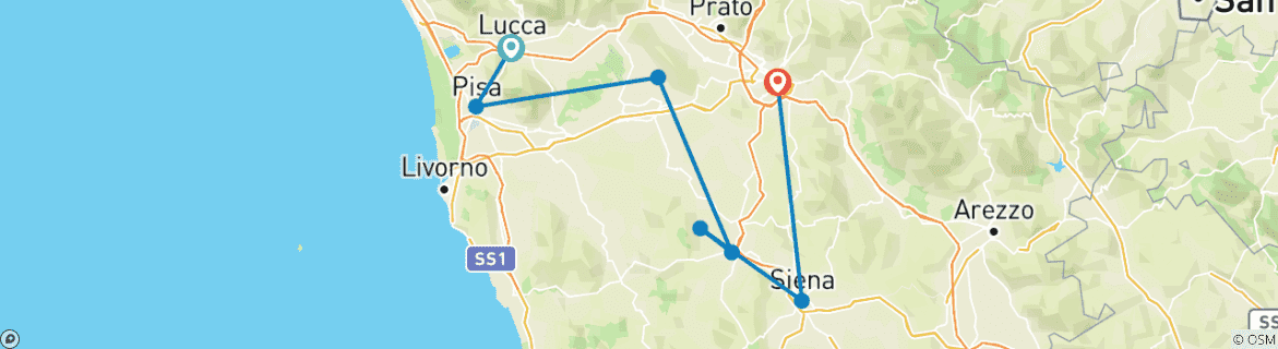 Image d'une carte montrant l'itinéraire du circuit