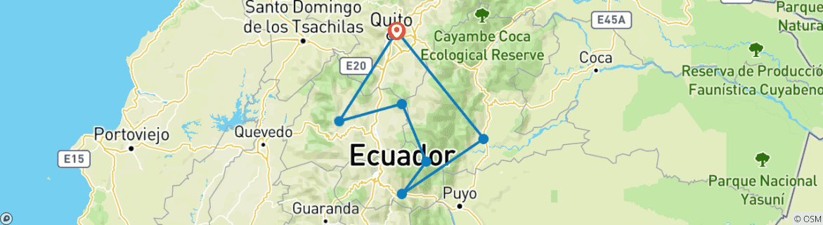 Image d'une carte montrant l'itinéraire du circuit