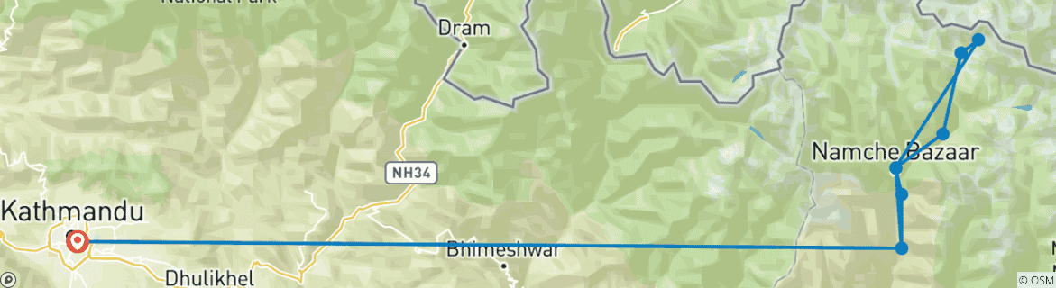 Foto van een kaart met de route van de rondreis