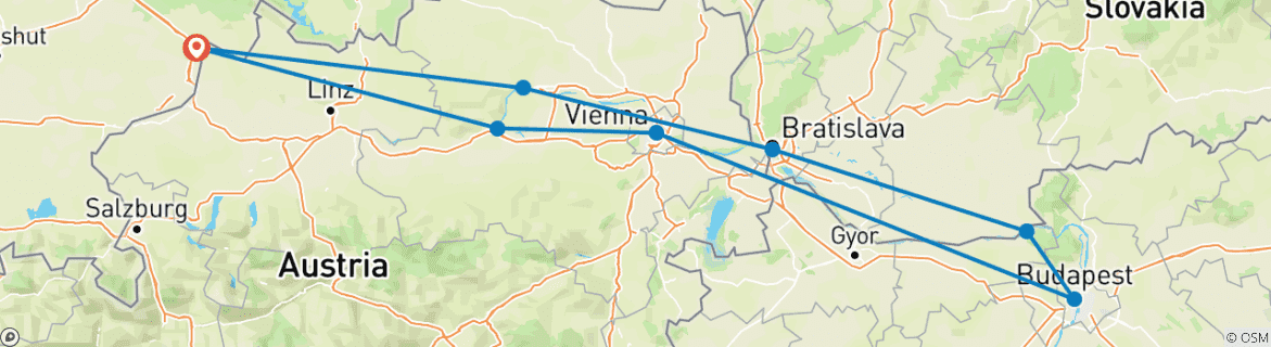 Image d'une carte montrant l'itinéraire du circuit