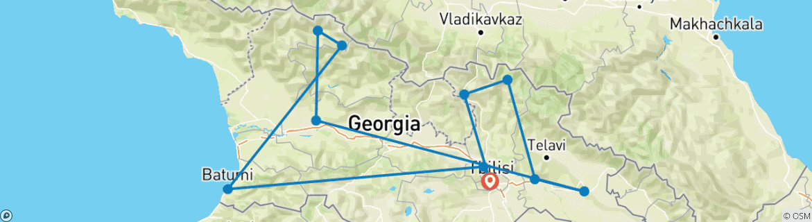 Image d'une carte montrant l'itinéraire du circuit