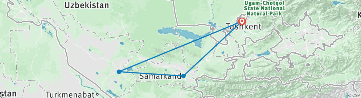 Karte mit der Reiseroute