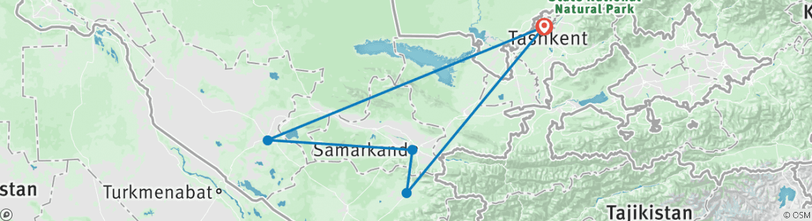 Karte mit der Reiseroute