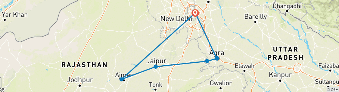 Foto van een kaart met de route van de rondreis