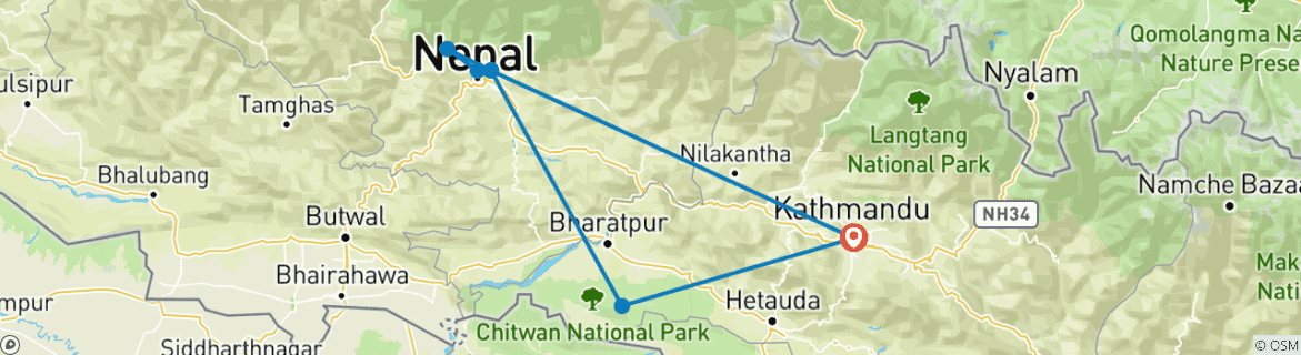 Karte mit der Reiseroute