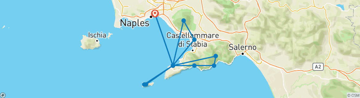 Carte du circuit Voyage culinaire et culturel : Exploration de la côte de Sorrente