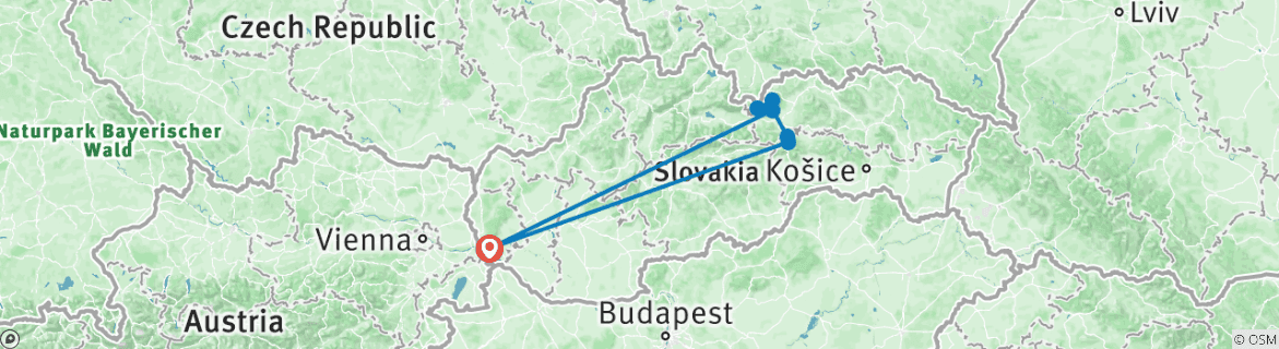 Karte mit der Reiseroute
