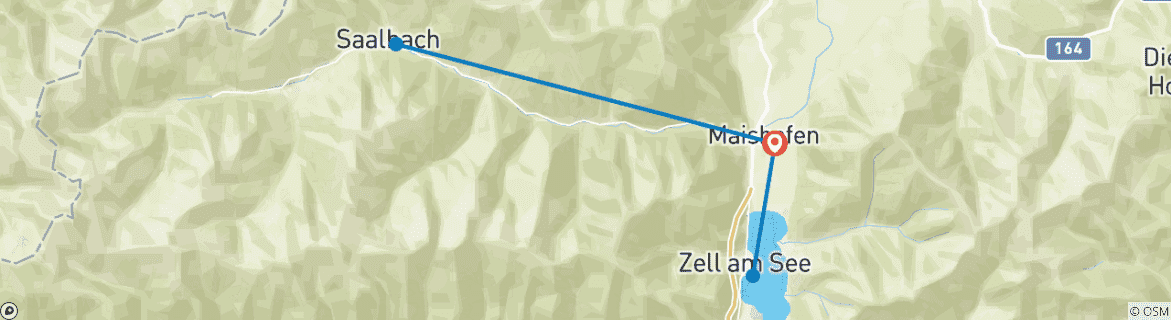 Karte mit der Reiseroute