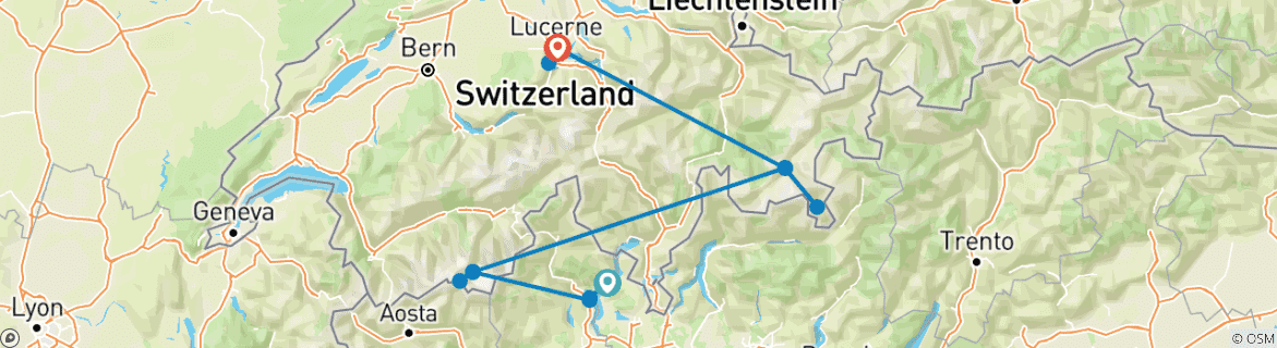 Image d'une carte montrant l'itinéraire du circuit