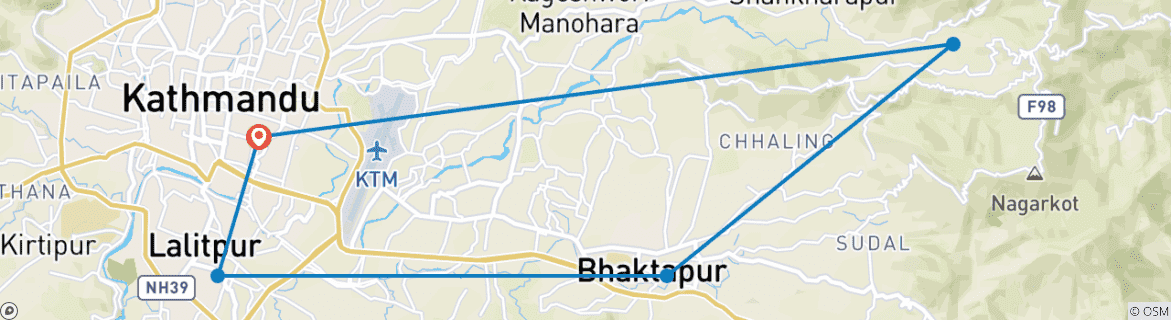 Karte mit der Reiseroute