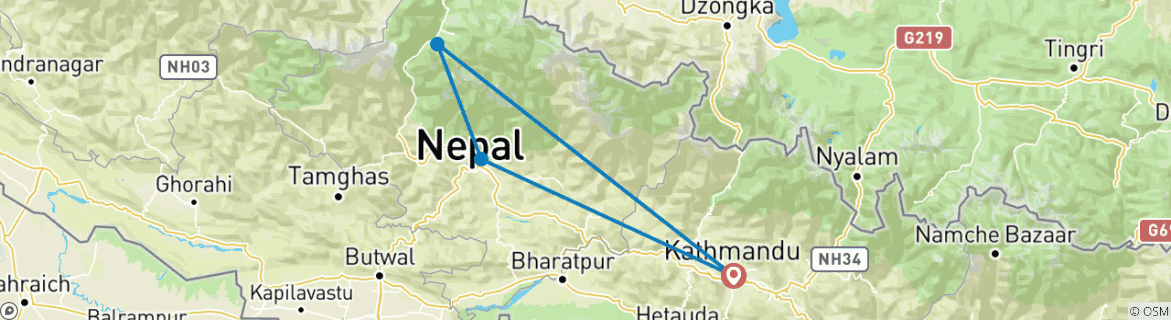 Karte mit der Reiseroute