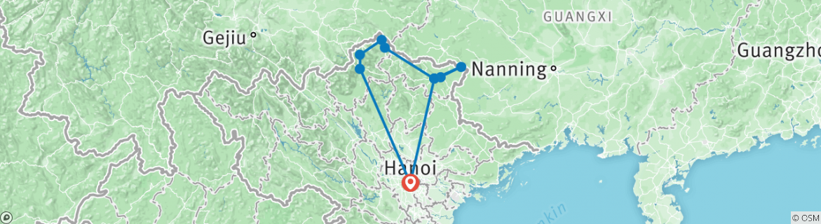 Karte mit der Reiseroute