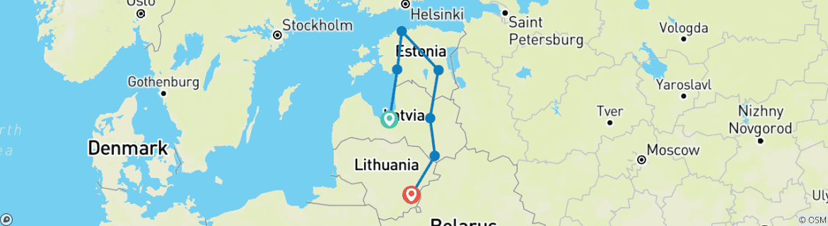 Image d'une carte montrant l'itinéraire du circuit