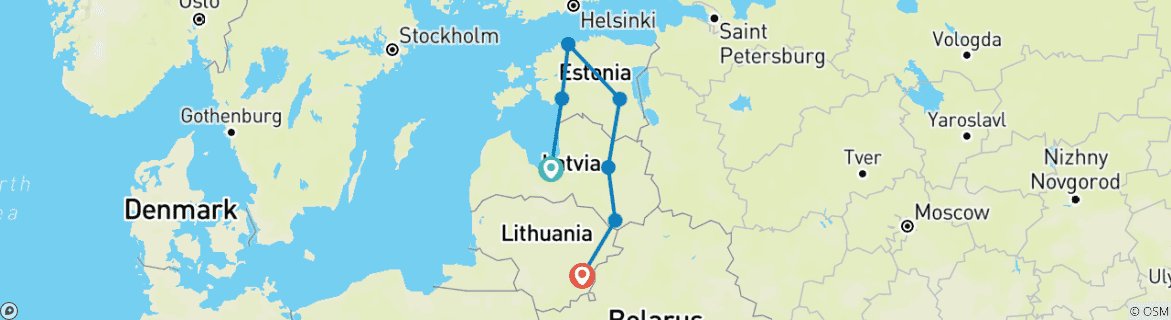 Image d'une carte montrant l'itinéraire du circuit