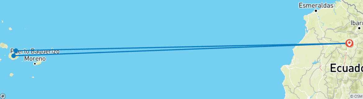 Karte mit der Reiseroute
