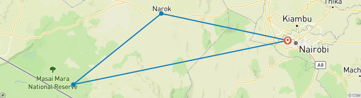 Image d'une carte montrant l'itinéraire du circuit