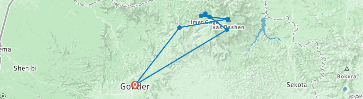 Karte mit der Reiseroute